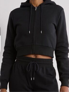 Abound Black Cropped Zip Hoodie